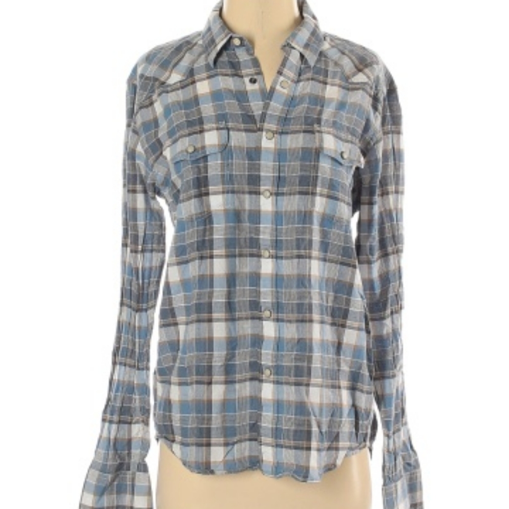 Lucky Brand Blue/Grey Long Sleeve Flannel